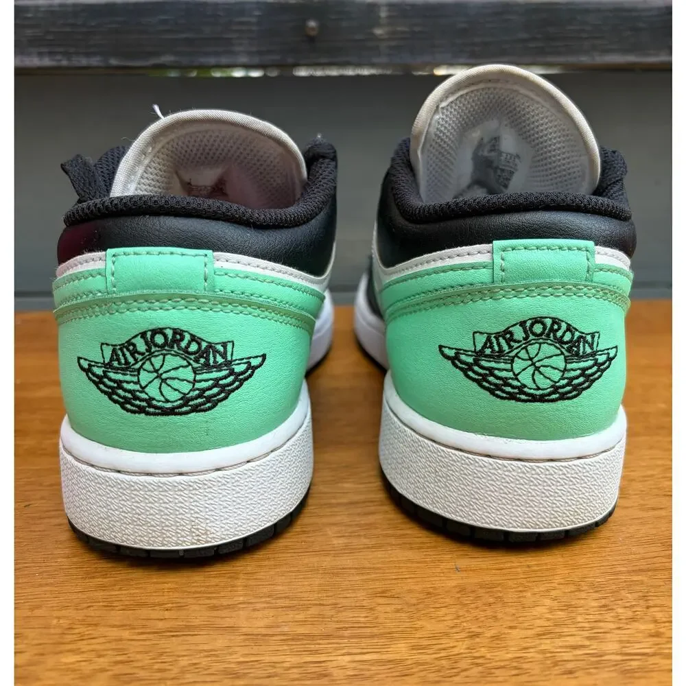 Air Jordan 1 Low GS Green Glow Black White 553560-131 Size 5Y